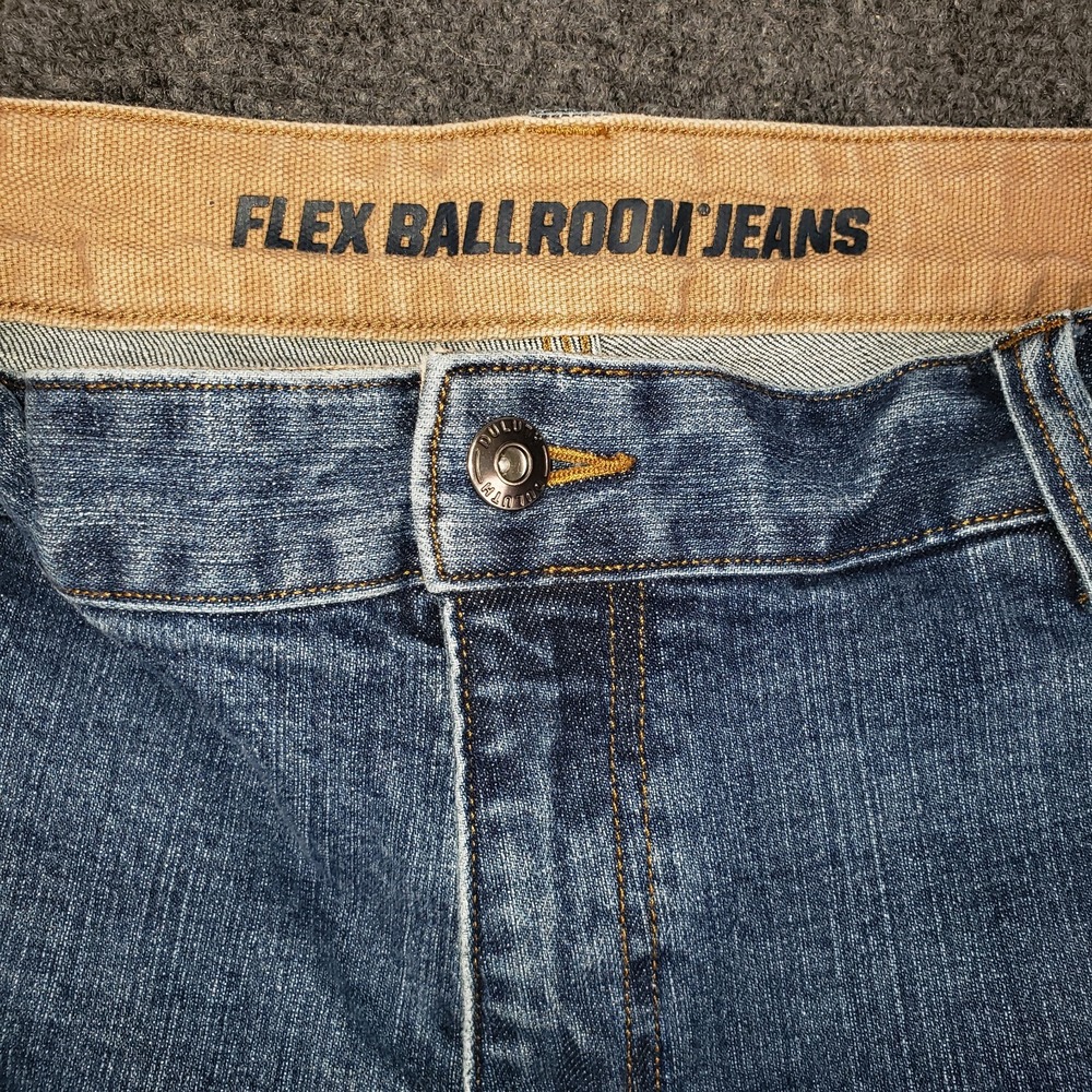 Duluth Trading Flex Ballroom Jeans Mens 42x32 Blue Relaxed Fit